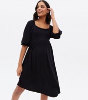 New Look Maternity Black Jersey Shirred Mini Dress